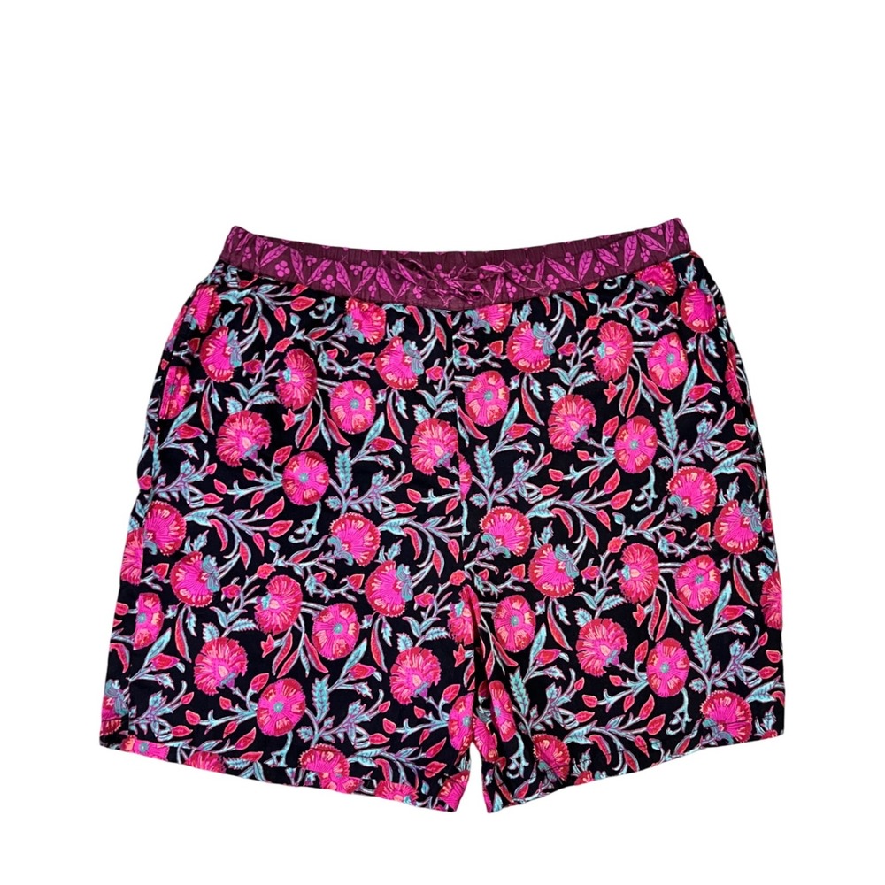 Sundance Floral Print Pajama Shorts LP Drawstring Cotton Lounge Boho‎ Pockets
